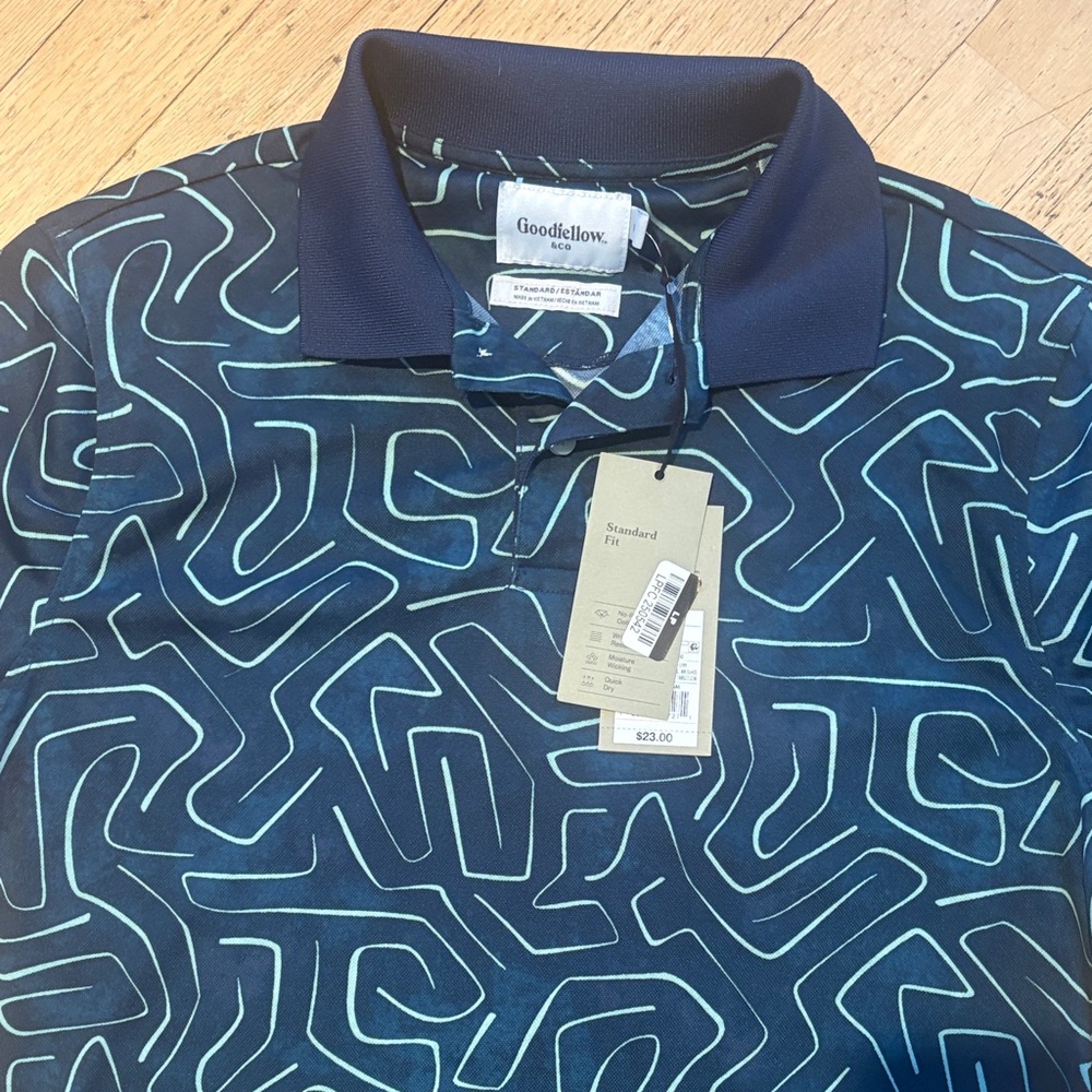 Goodfellow & Co Teal Geometric Men's Polo Shirt